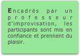Encadrés par un professeur d’improvisation, les participants sont mis en confiance et prennent du plaisir. 